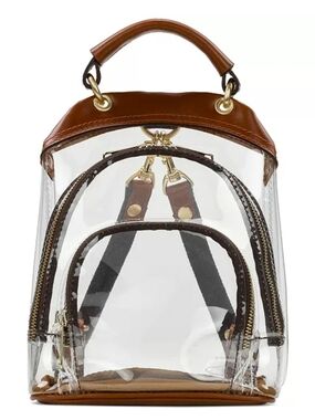 Patricia Nash Clear Backpack with Brown Trim and Gold Hardware NWT